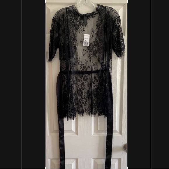 Brand new sz SM black lace Forever 21 sexy mini robe - Picture 2 of 5